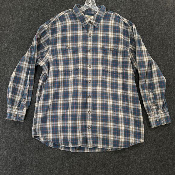 Duluth Trading Co Shirt Men's XXL Tall Blue Plaid Flannel Button Up Long Sleeve - Picture 1 of 8